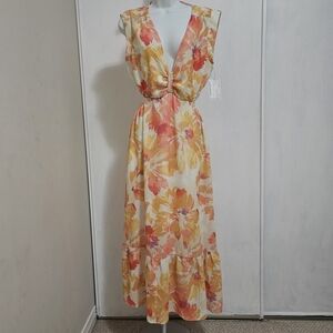 NWT Madison & Berkeley Floral Maxi Dress - Orange and Pink